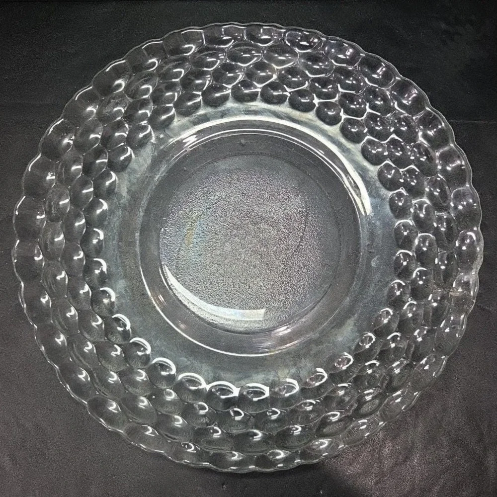 EAPG Bubble Clear Glass Chop Plate, Vtg Honeycomb Serving‎ Platter, Centerpiece